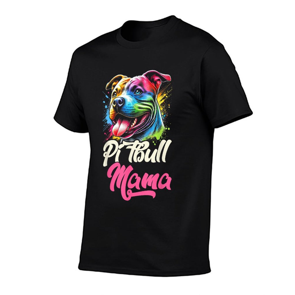 Pitbull Mama Colorful Pittie Mom Mothers Day Dog Lover  Fade-proof Color T-Shirt