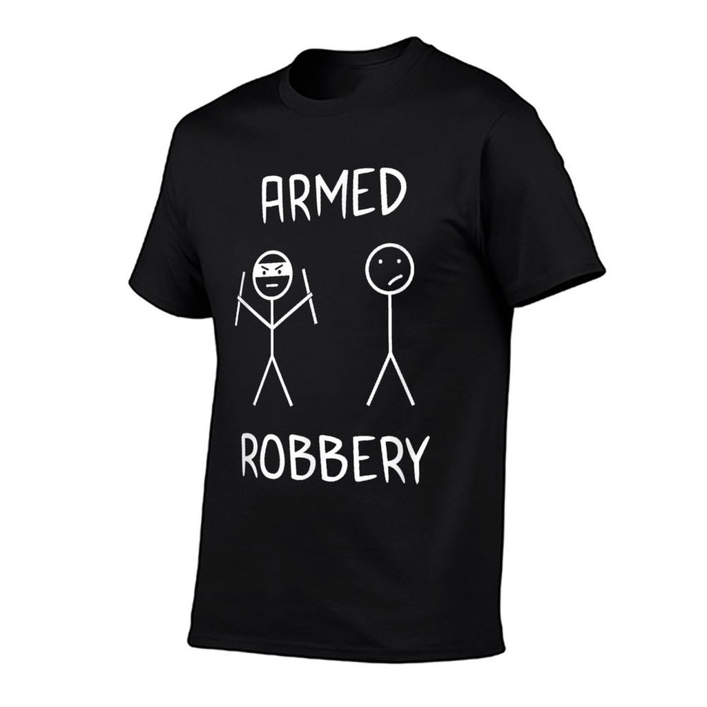 Armed Robbery Sarcastic Sarcasm Funny Stickman Stick Figure  Heathered Texture T-Shirt