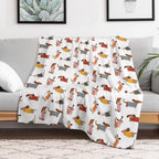 Cute Dachshunds in Winter Sweaters Multi-functional Throw Blanket