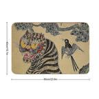 Striped Vintage Minhwa Tiger And Magpie  Easy To Clean Bath Mat