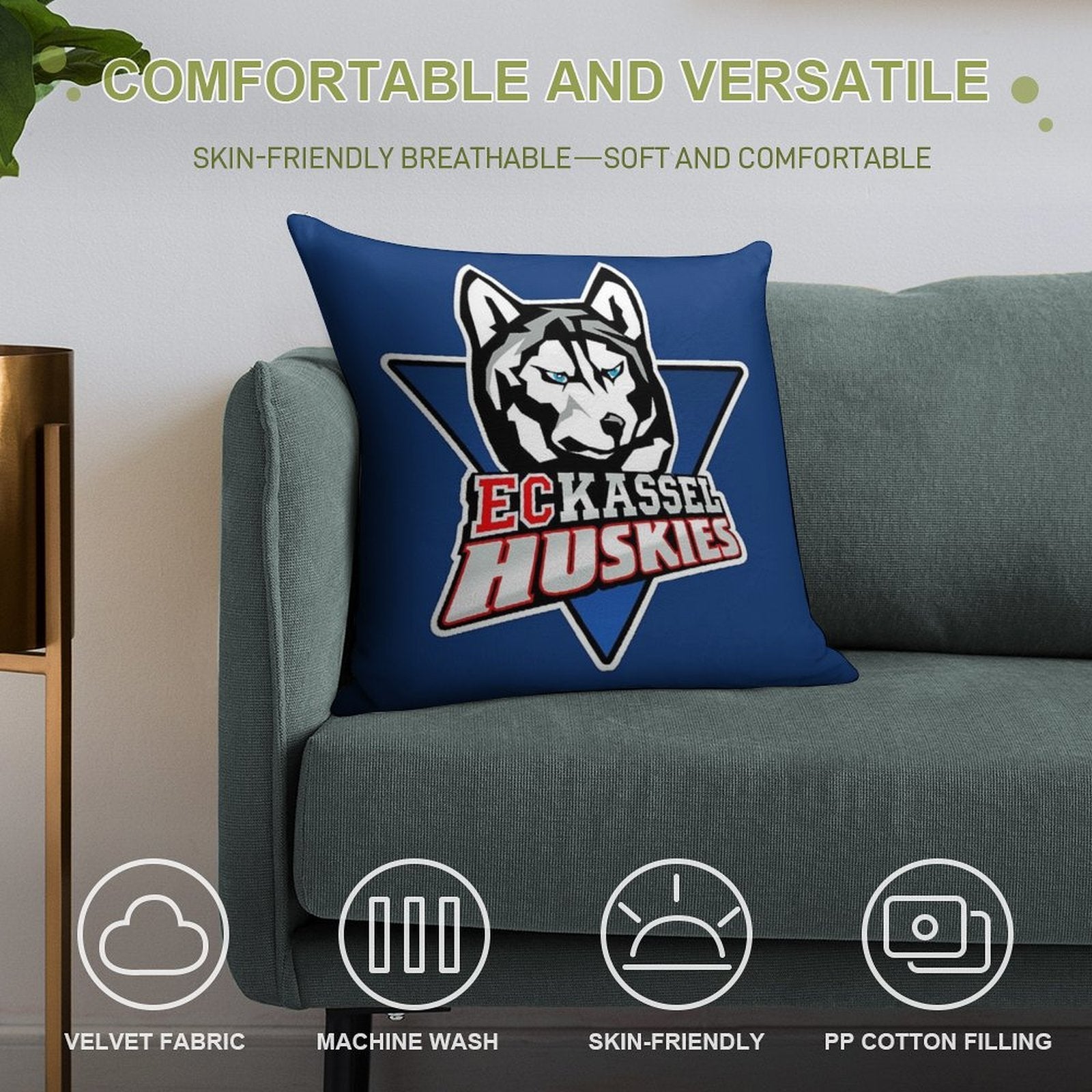 Kassel Huskies Soft Fade-Resistant Throw Pillow