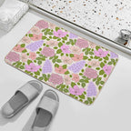Soft Romantic Pastel Botanicals  Fade-Resistant Bath Mat
