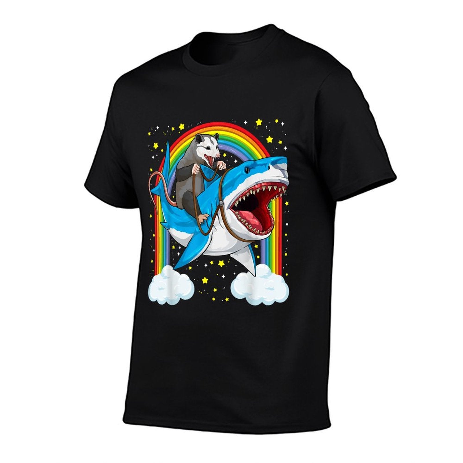 Funny Opossum Riding Shark Possum Trash Marsupial Mashup  Relaxed-fit T-Shirt
