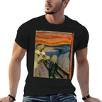 The Scream Cat By Munch Edvard Famous Painting Funny Cat Art  Cotton T-Shirt