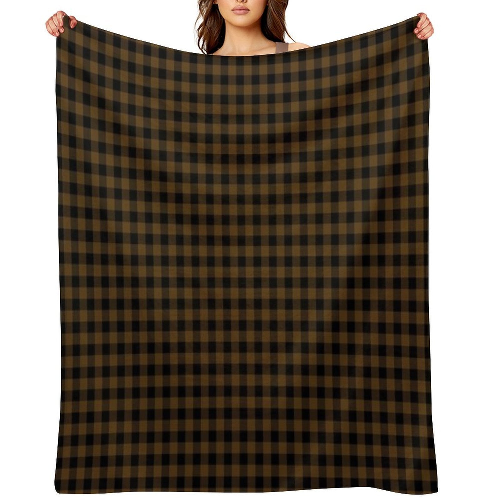 Brown Lumberjack Plaid Print Sustainable Throw Blanket