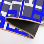 Geometric Shapes Pattern Blue White Cut Out  Absorbent Bath Mat