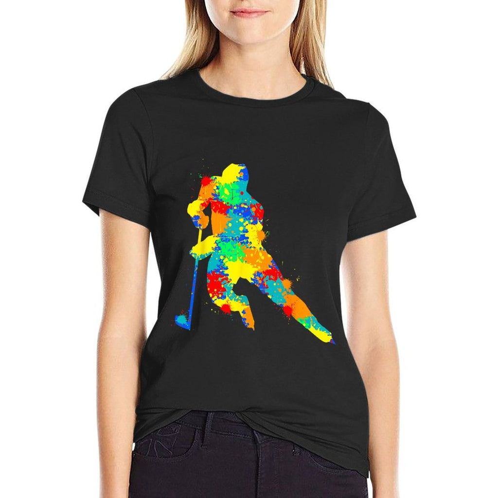 Hockey Player Ice Hockey Youth Boys Kids  Oversized Silhouette T-Shirt