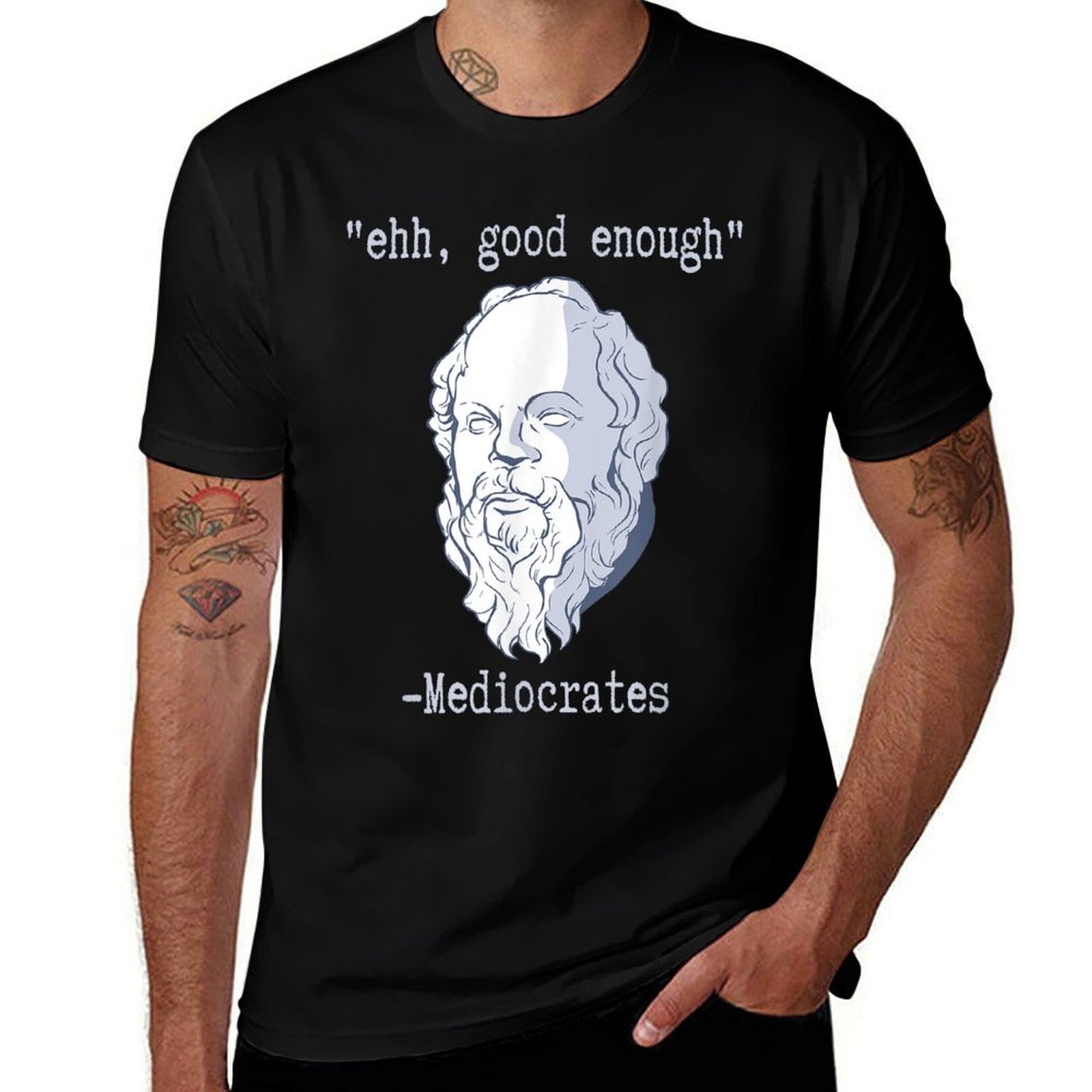 Mediacrates Ehh Good Enough Meme Funny Dad Joke Sarcasm Pun  Tagless Design T-Shirt