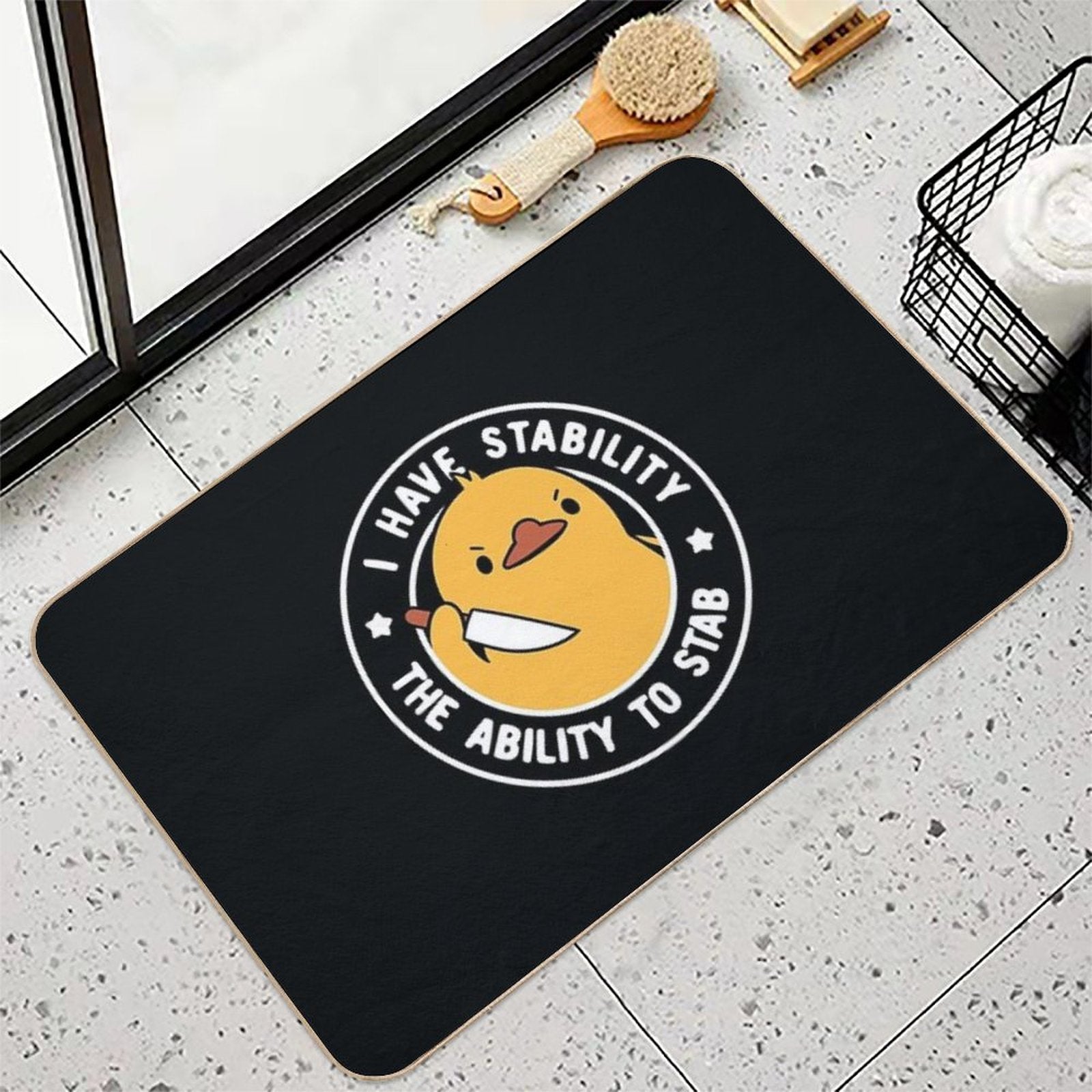 I Have Stability The Ability To Stab by Tobe Fonseca  Absorbent Bath Mat