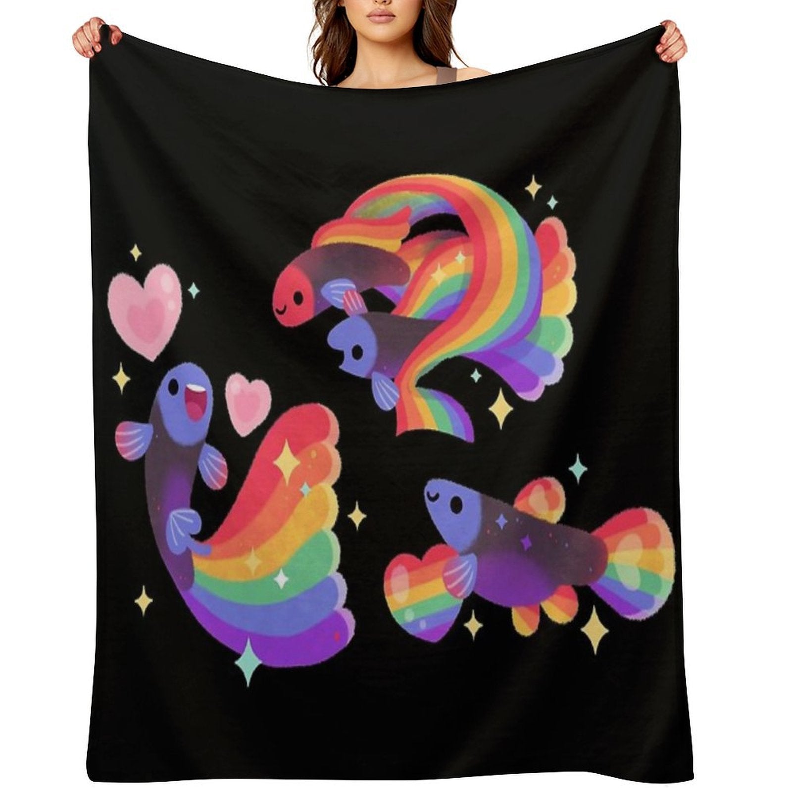 Rainbow Guppy 5 Gift-ready Throw Blanket