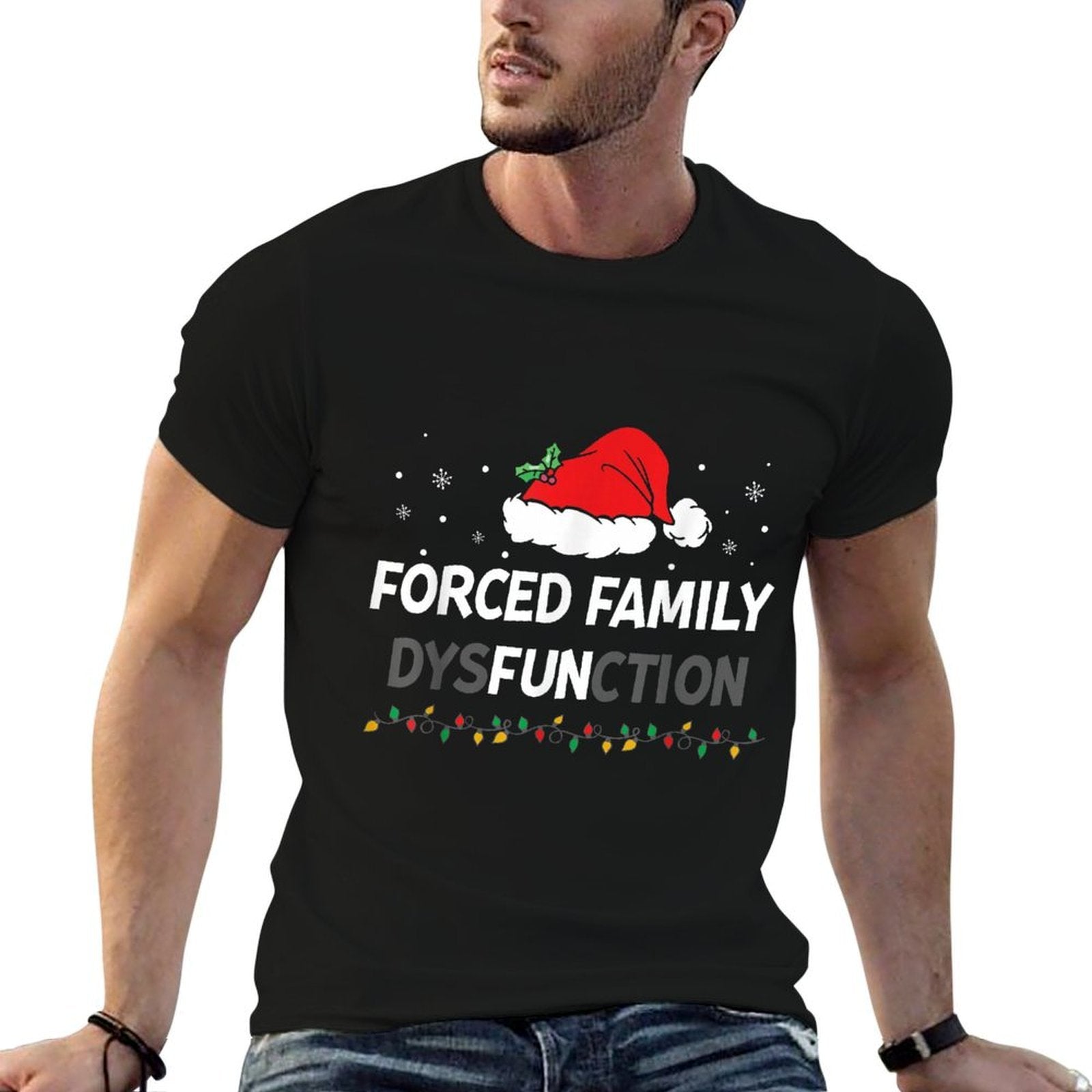 Forced Family Fun Dysfunction Christmas Santa Hat  Moisture-wicking T-Shirt