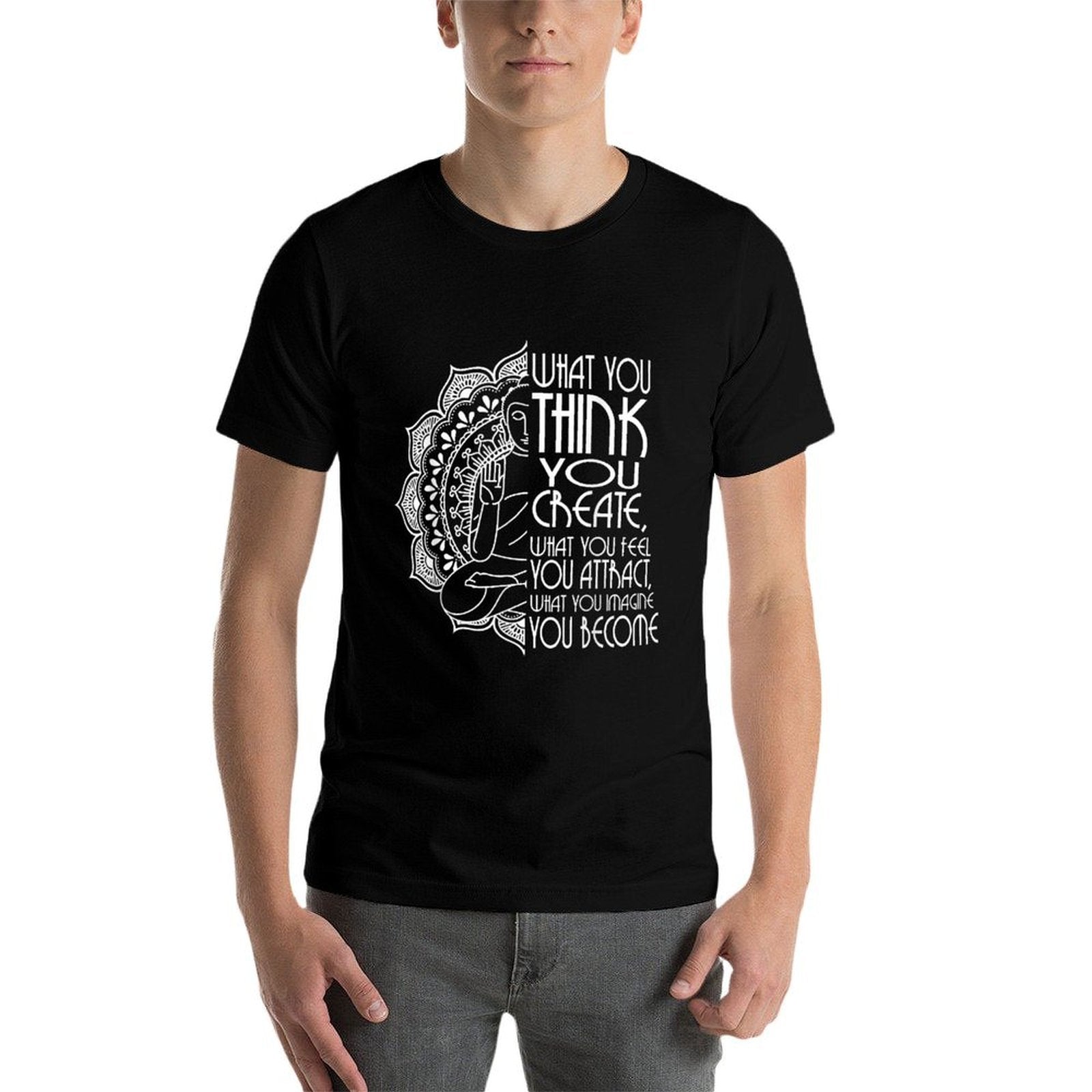Law Of Attraction Spiritual Buddha Meditation Gifts Men Yoga  Fade-proof Color T-Shirt