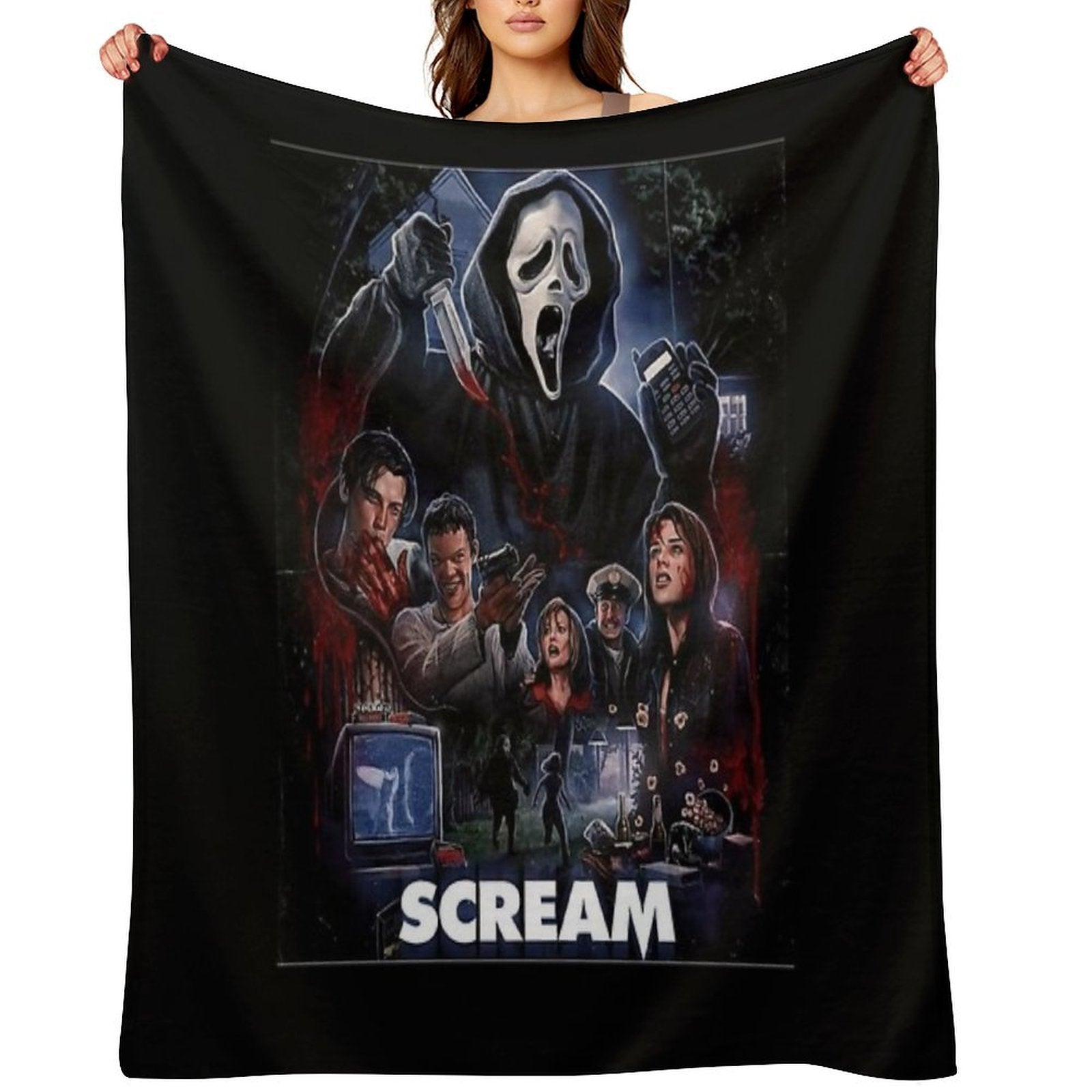 Scream Horror Movie Artwork Poster Premium Throw Blanket