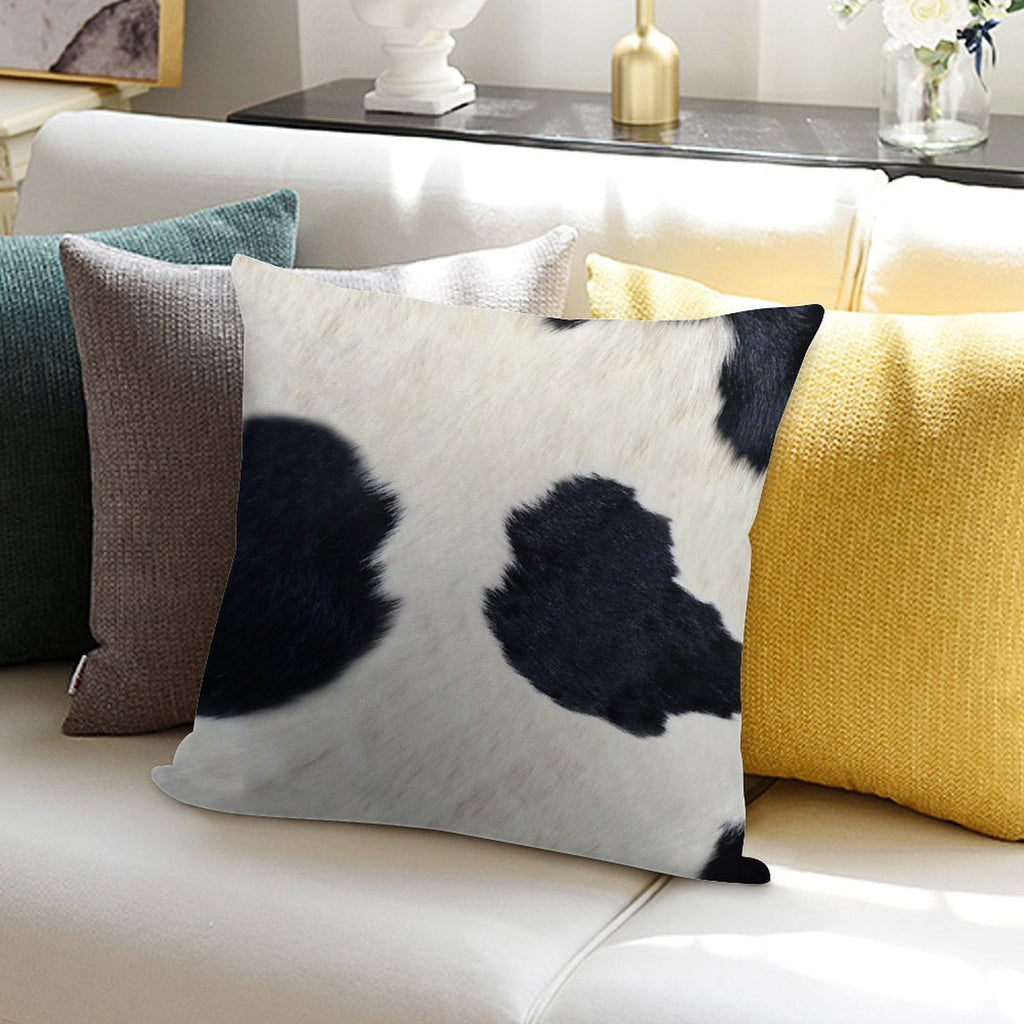 Black And White Cow Print Soft Hidden Zipper Throw Pillow