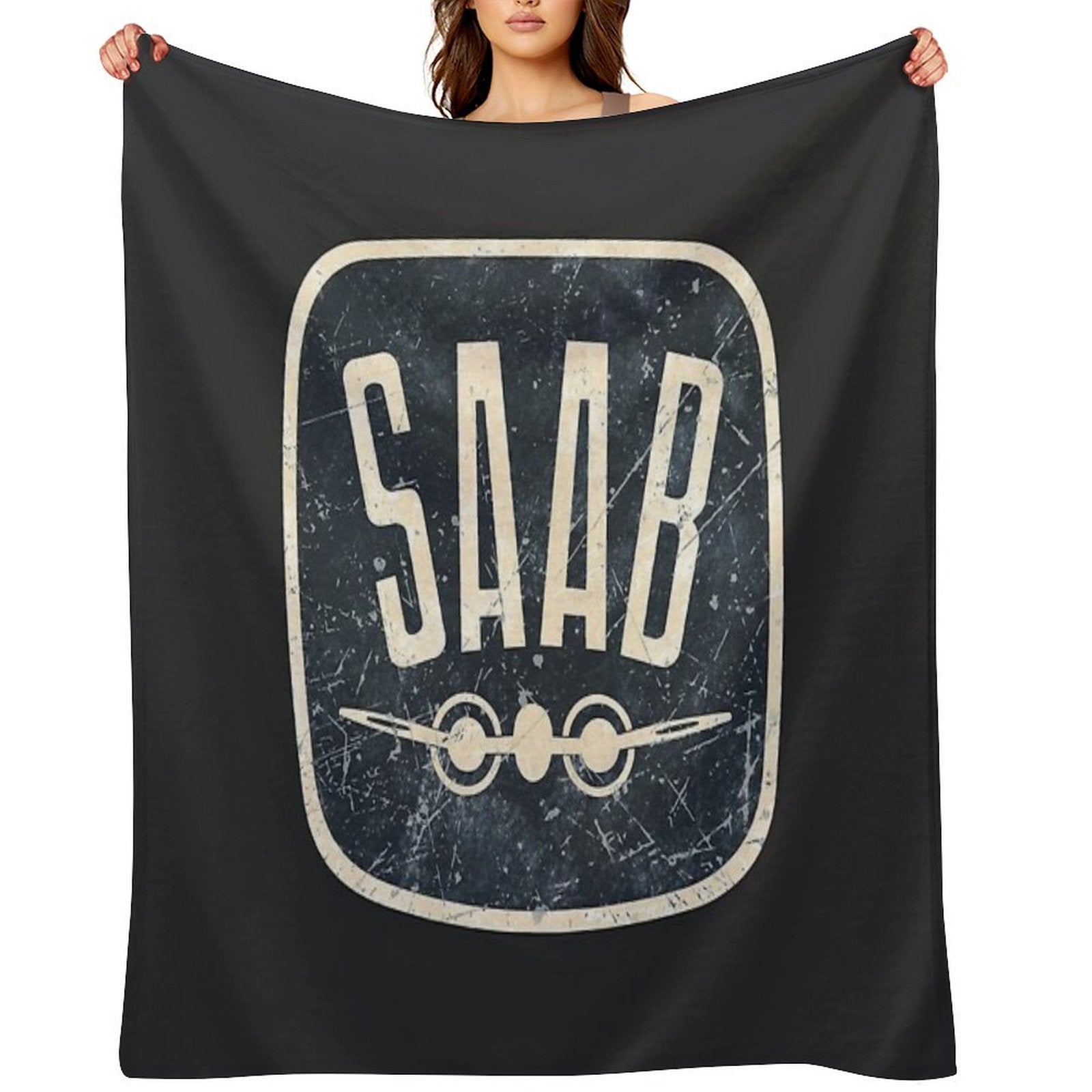 SAAB Car Vintage Retro Logo Travel-friendly Throw Blanket