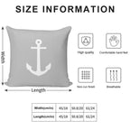 White Anchor On Silver Gray Soft Hidden Zipper Throw Pillow