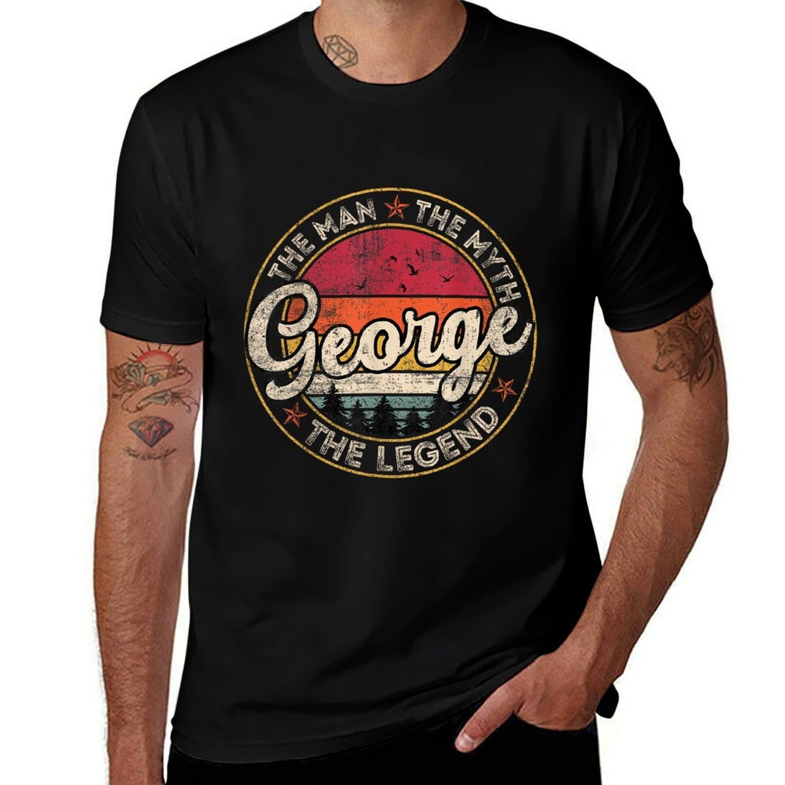 George The Man The Myth The Legend Personalized Name  Tagless Design T-Shirt