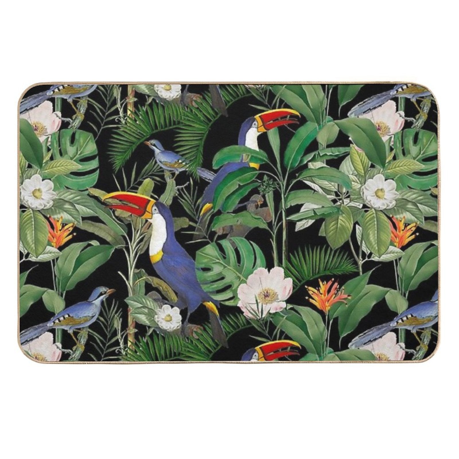 Tropical Jungle Toucans  Easy To Clean Bath Mat