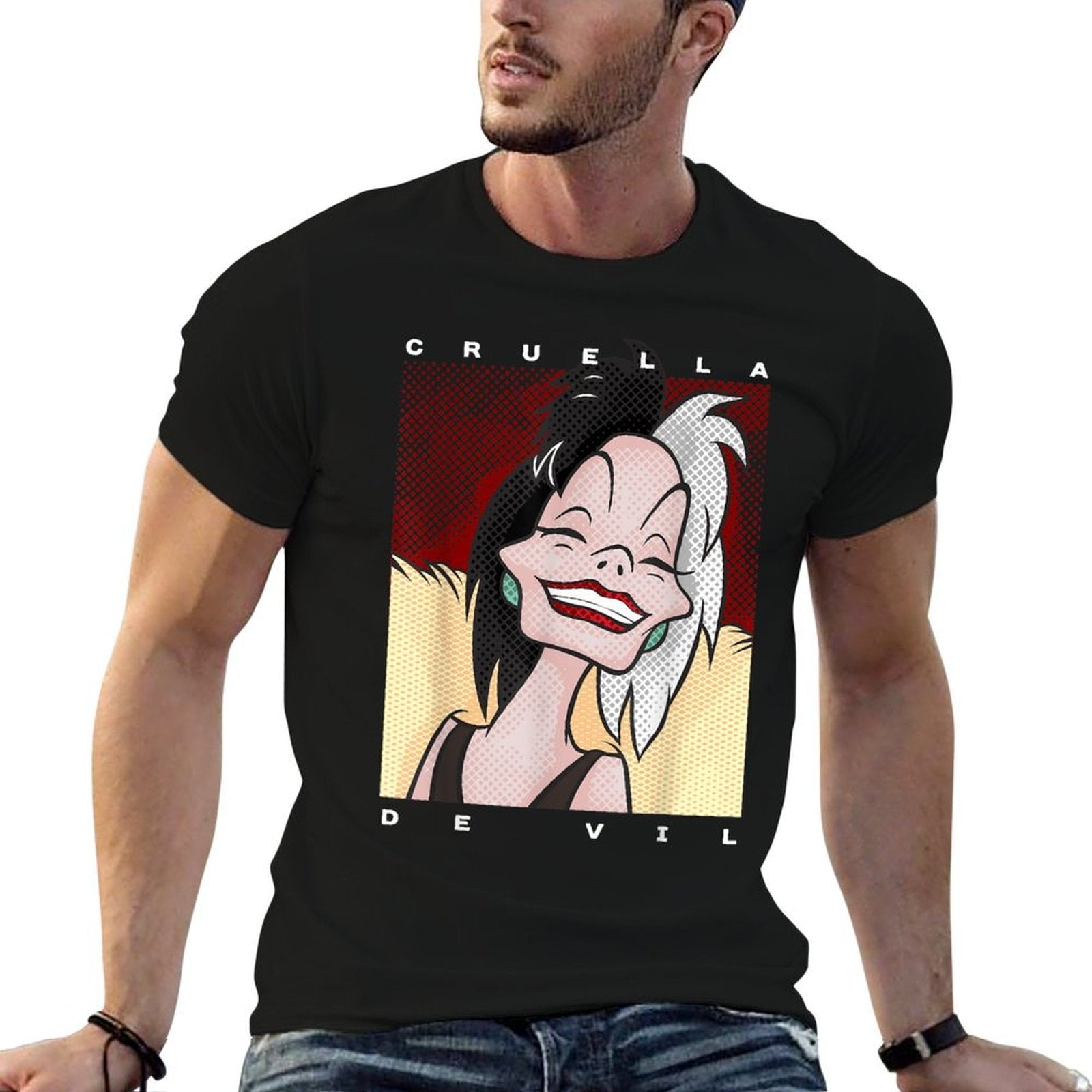 Disney Dalmatians Cruella Smile Portrait Graphic  Cotton T-Shirt
