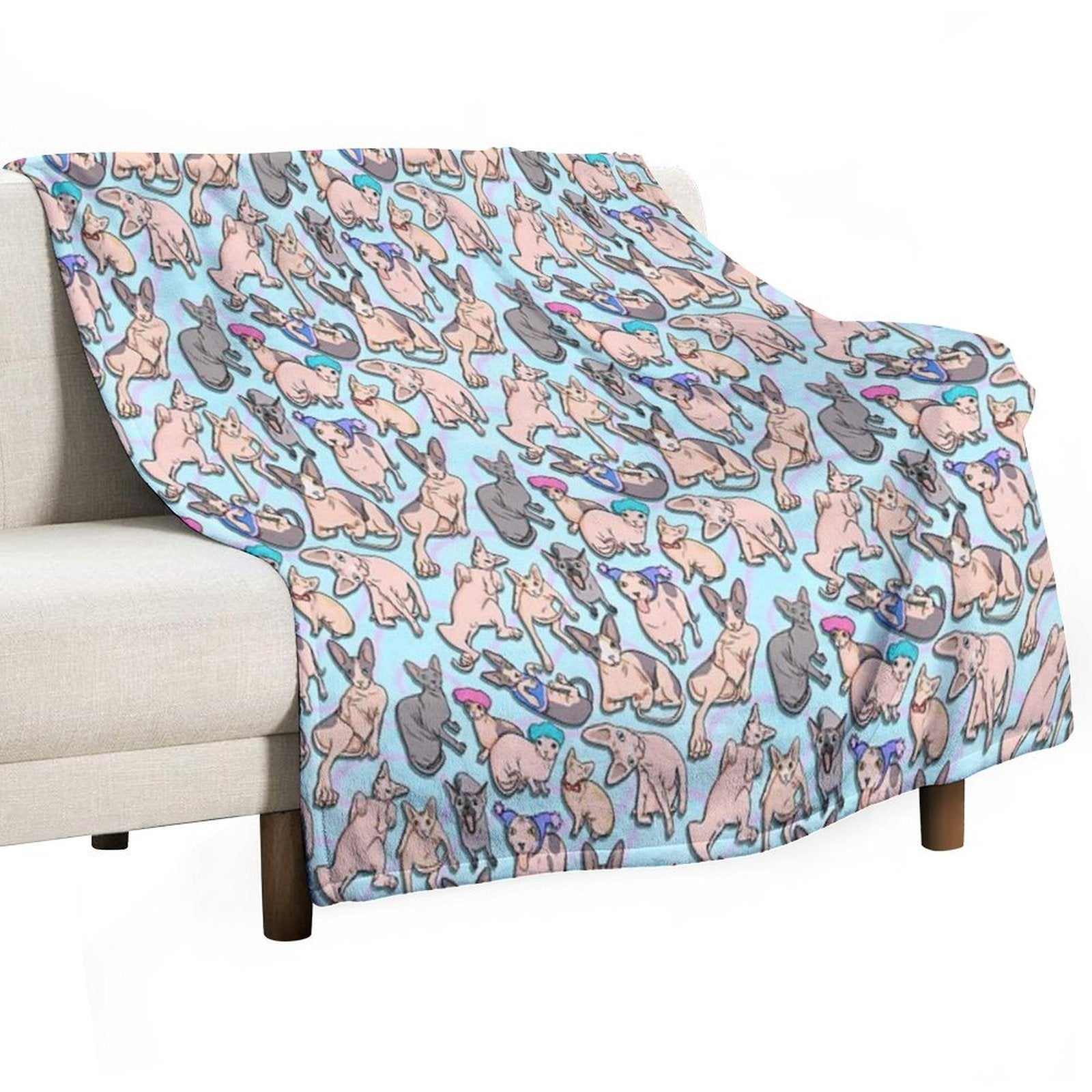 Sphynx Cat Pattern Durable Throw Blanket