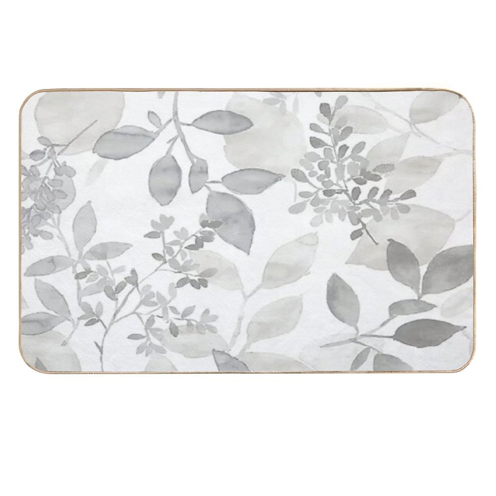 Grey Watercolor Leaves  Rapid-Drying Bath Mat
