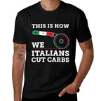 Funny Italian American - How Italians Cut Carbs Pizza Slice  Cotton T-Shirt