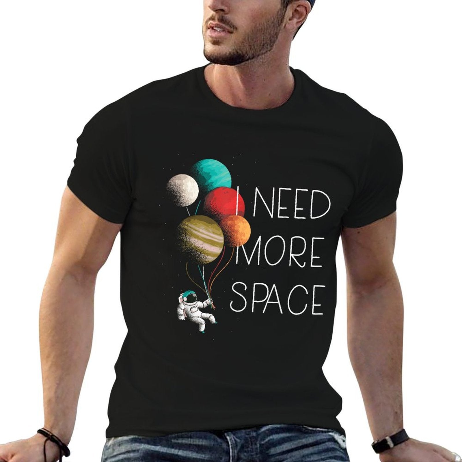 I NEED MORE SPACE Kids Astronaut Balloon Planets Meme  Easy-care T-Shirt