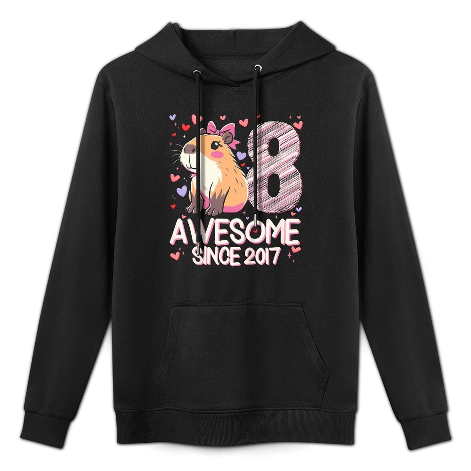 Kids 8 Years Old Capybara Gifts For Girls 8th Birthday Party Shrink-Resistant Hoodie