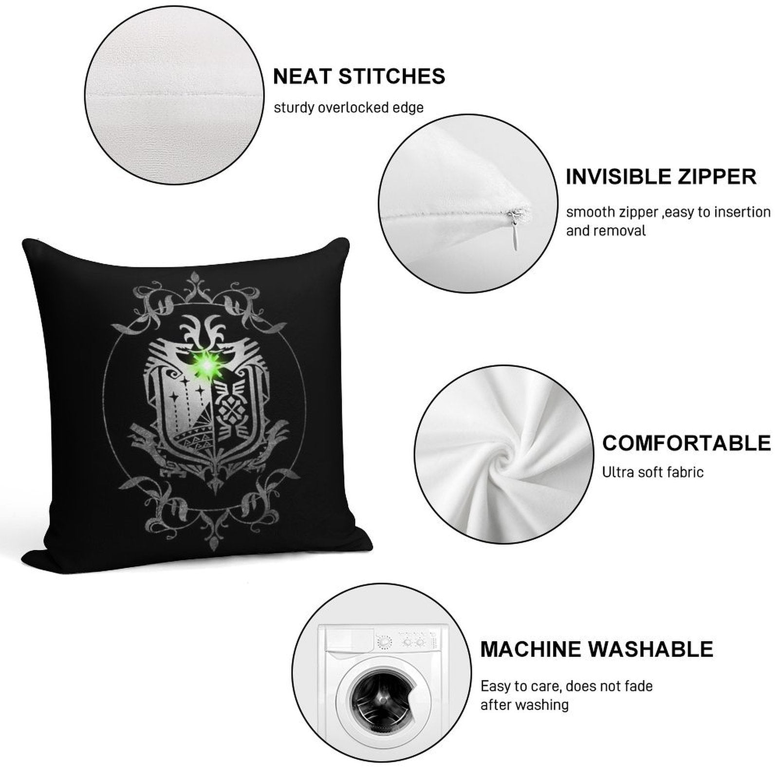 Monster Hunter World Soft Washable Throw Pillow