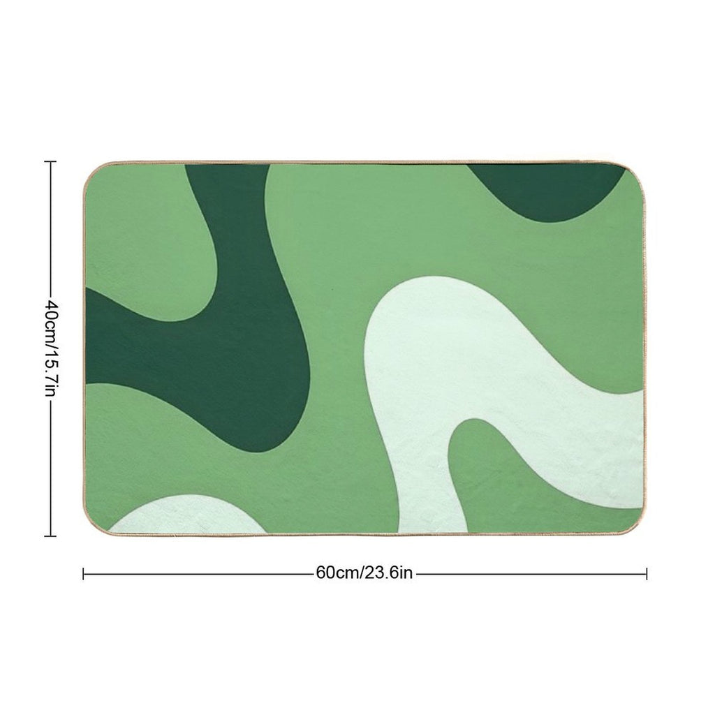 Verdant Echoes Organic Green Flow Abstract  Repositionable Bath Mat