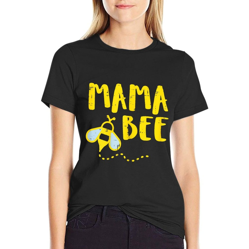 Mama Bee Family Matching Beekeeper Mom Mommy Women  Ribbed Collar T-Shirt