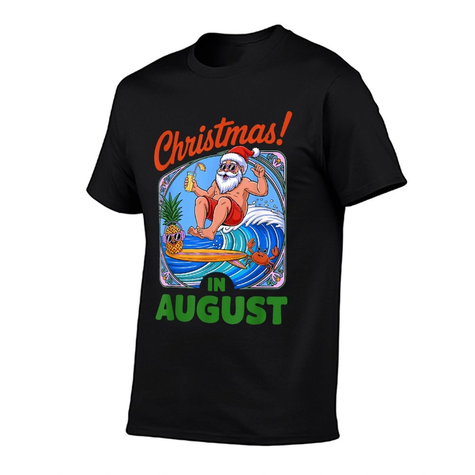 Christmas In August Summer Vacation Funny Santa Men Women  Summer-ready Fabric T-Shirt