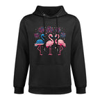 Patriotic Flamingo Firework Red And White Flamingo 4th July Relaxed Fit Hoodie