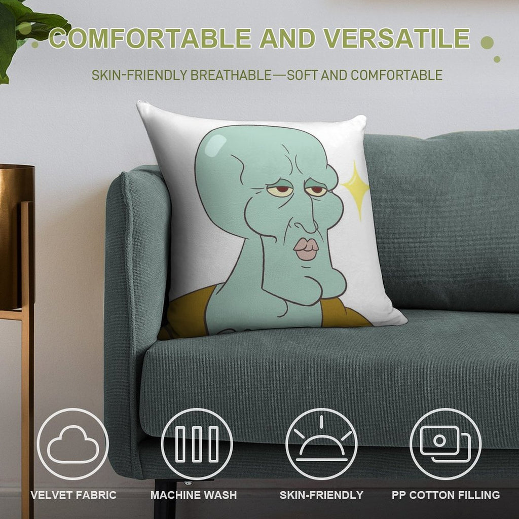 Handsome Squidward Soft Fade-Resistant Throw Pillow