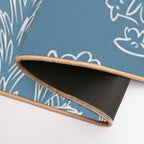 Asthetic White Plants on Blue Pattern  Slip-Resistant Bath Mat