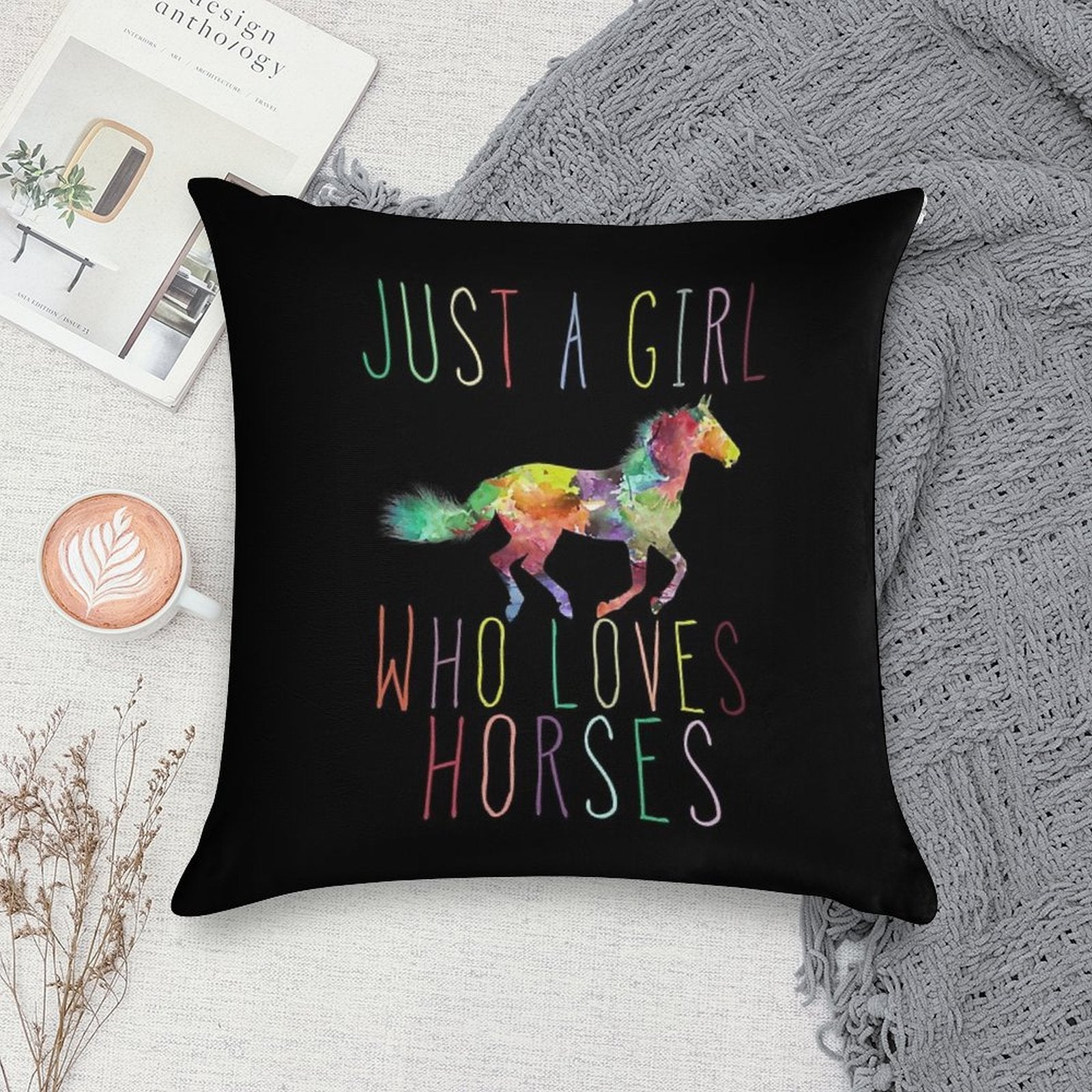 Just A Girl Who Loves Horses Soft Ultra-Soft Texture Throw Pillow