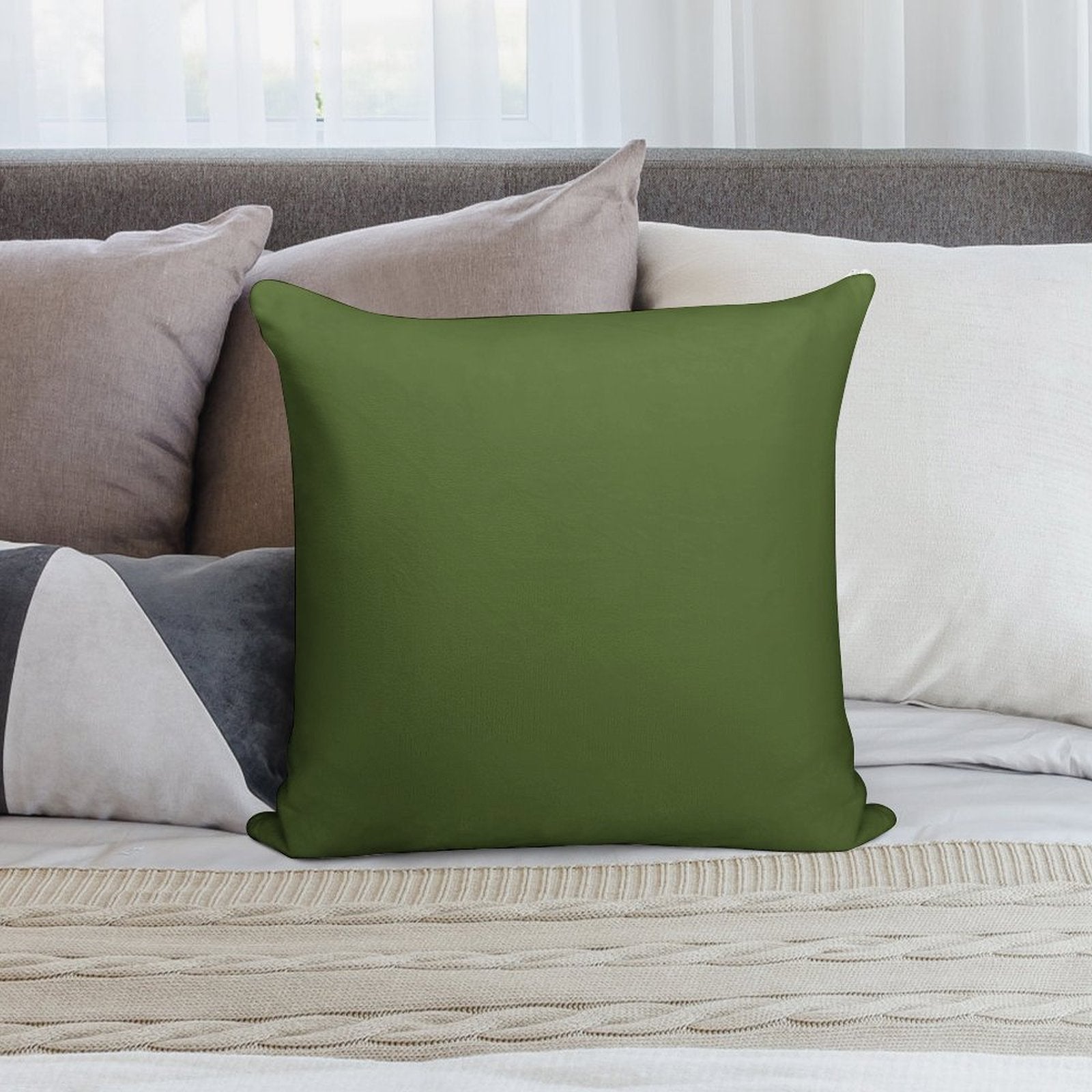 SOLID PLAIN DARK OLIVE GREEN - OVER 100 SHADES OF GREEN ON OZCUSHIONS Soft Luxury Feel Throw Pillow