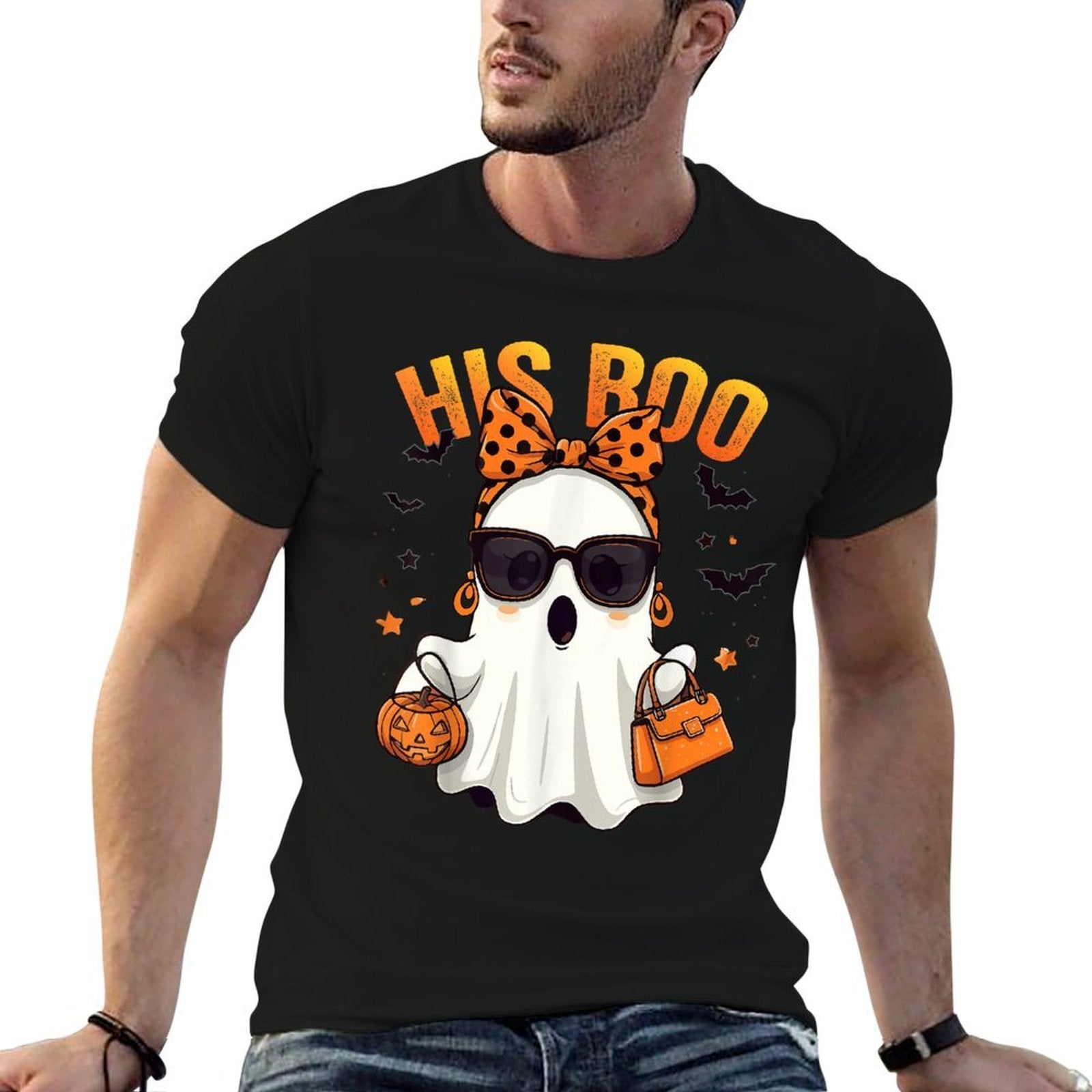 Her Boo His Boo Funny Ghost Matching Couples Halloween 2024  Affordable Price T-Shirt