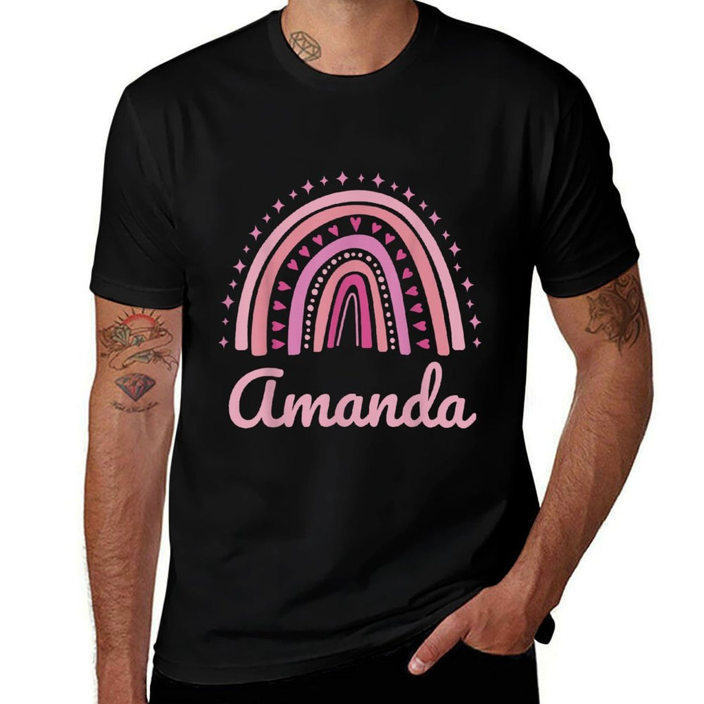 Amanda Name Personalized Funny Women Pink Rainbow Amanda  Soft T-Shirt