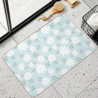 Cute Daisies on A Soft Green Background  Slip-Resistant Bath Mat