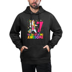 7 Years Old Unicorn Flossing 7th Birthday Girl Unicorn Party Machine Washable Hoodie