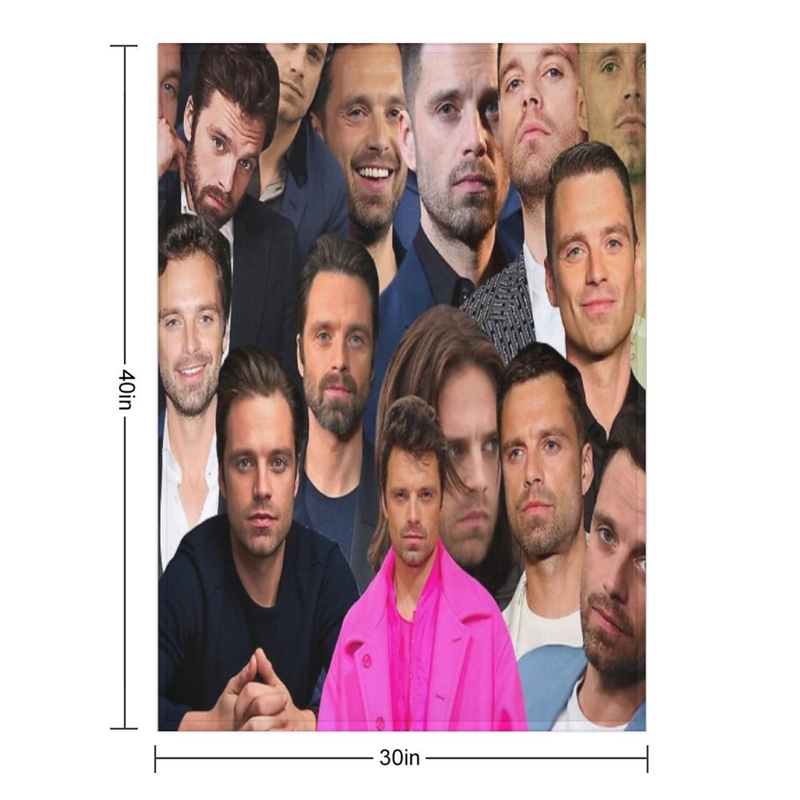 Sebastian Stan Photo Collage Throw Blanket Sustainable Throw Blanket