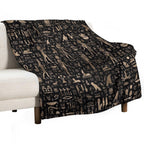 Ancient Egyptian Gods And Hieroglyphs - Black And Gold Multi-functional Throw Blanket