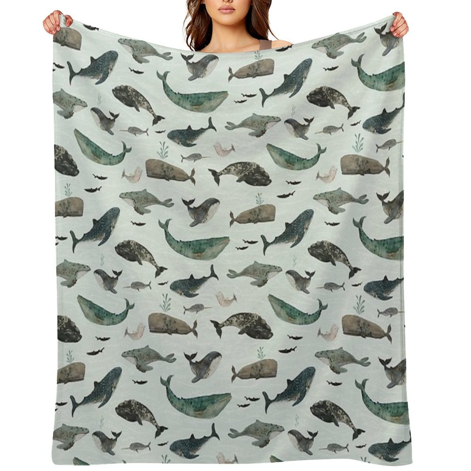 Tattooed Whales Wrinkle-free Throw Blanket