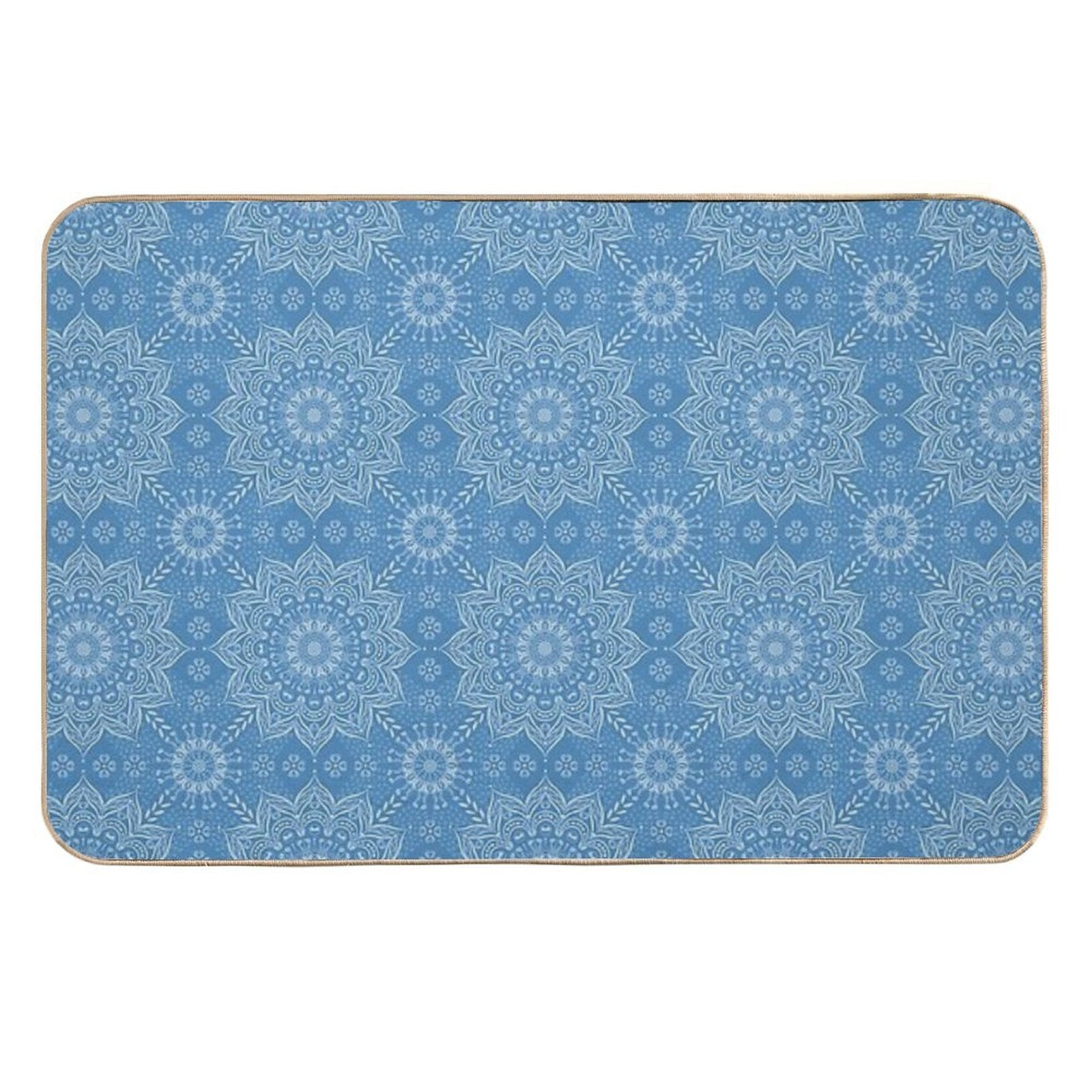Boho Blue Elegant Mandala Pattern  Easy Maintenance Bath Mat
