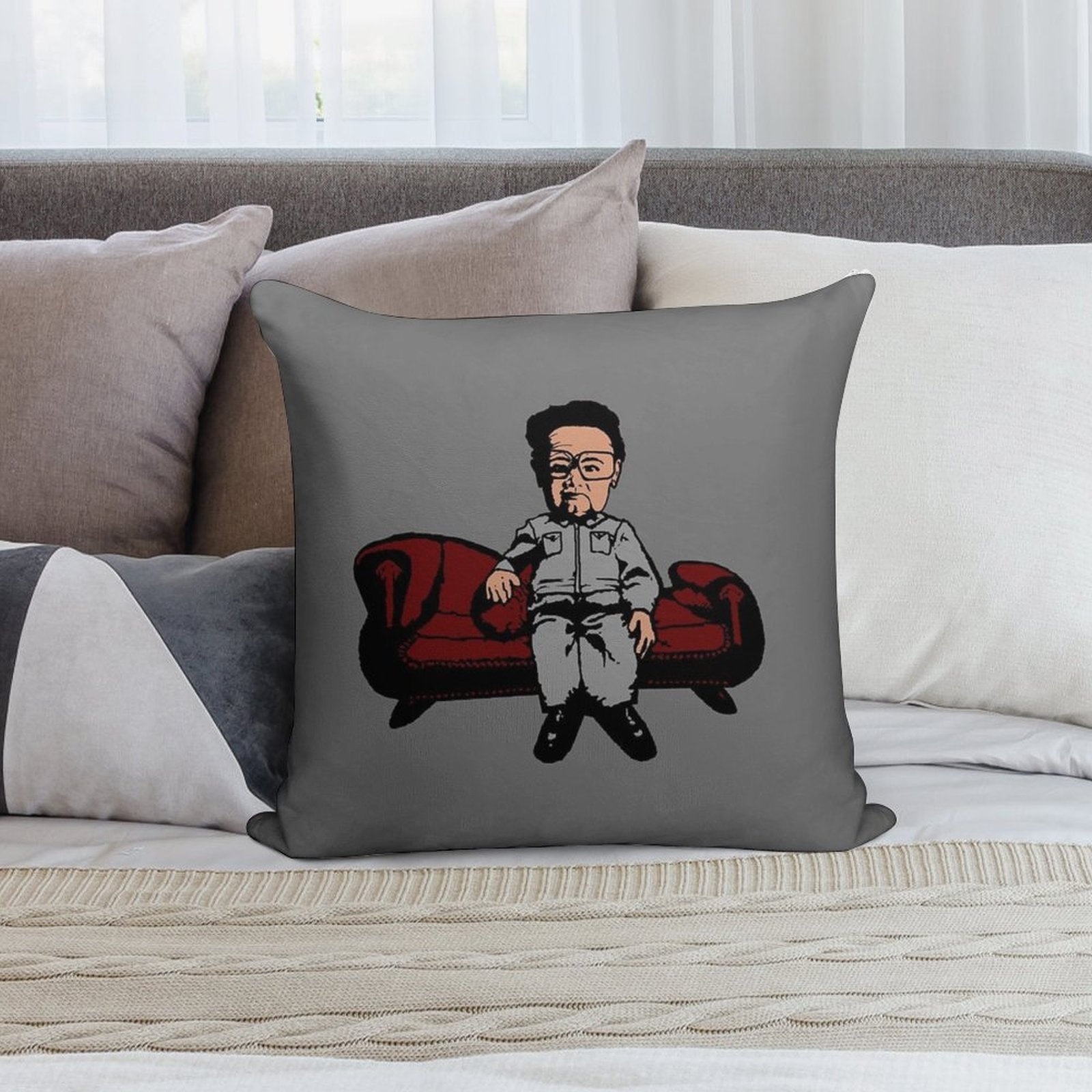 King Of North Korea Soft Skin-Friendly Throw Pillow