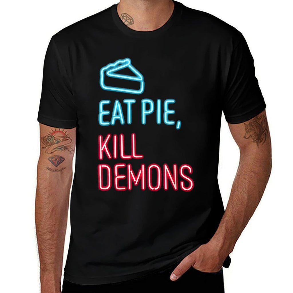 Eat Pie Kill Demons - Supernatural  Cotton T-Shirt