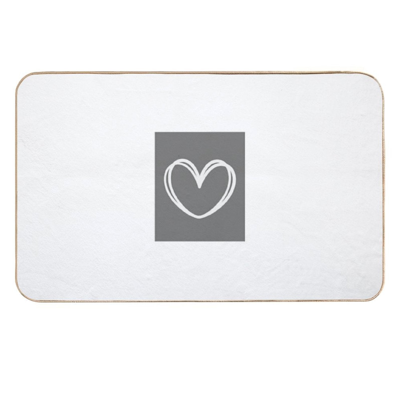 Grey And White Heart  Absorbent Bath Mat