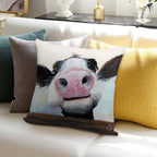NOSEY COW 'HEY! HOW'S IT GOIN'' BY SHIRLEY MACARTHUR Soft Ultra-Soft Texture Throw Pillow
