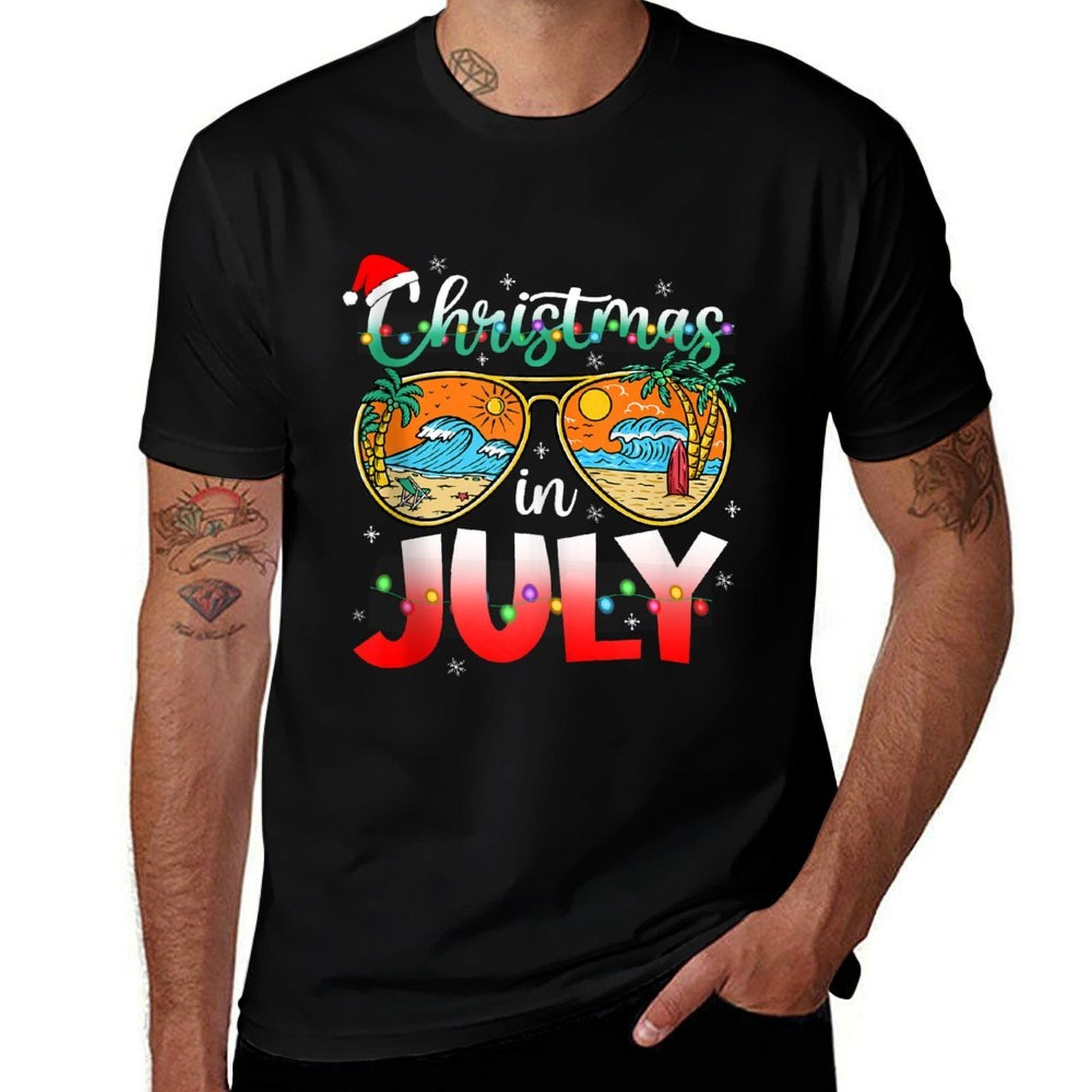 Christmas In July Summer Vacation Beach Sunglasses Funny  Wrinkle-resistant T-Shirt